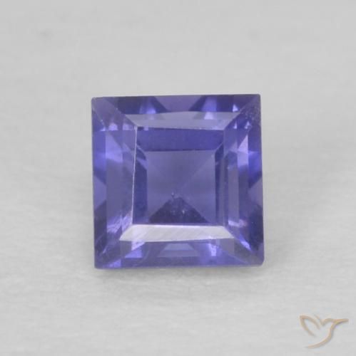 0.15ct Натуральный Темно-синий Иолит, Квадрат, Чистота VS