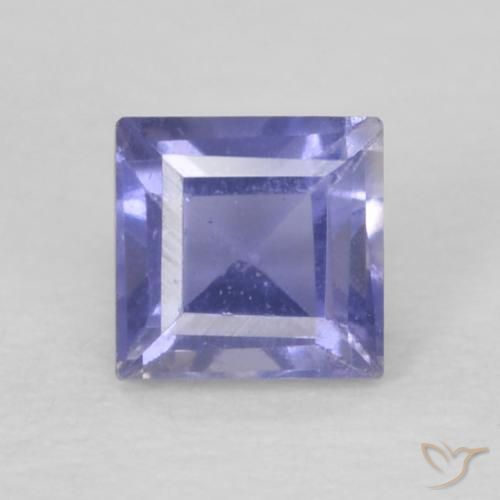 0.14ct Натуральный Серебристо-синий Иолит, Квадрат, Чистота VS