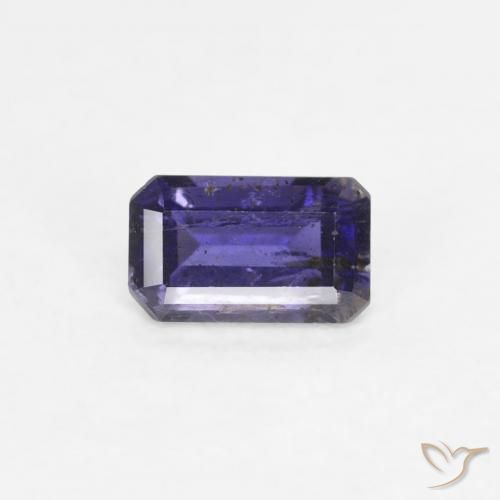 0.29ct Натуральный Темно-фиолетовый Иолит, Изумрудная огранка, VS-SI