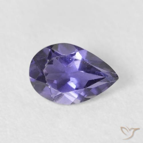 0.35ct Натуральный Баклажан Фиолетовый Иолит, Форма груши, Чистота VS