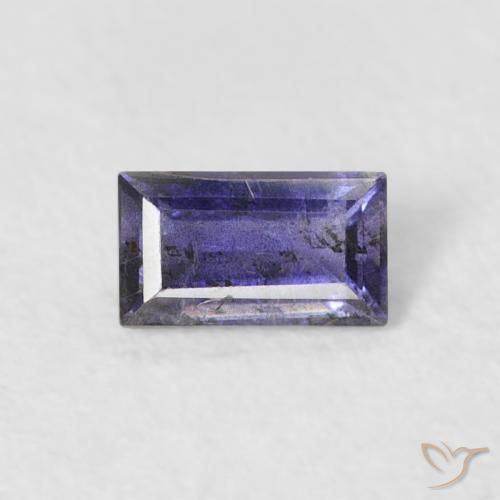 0.26ct Натуральный Темно-фиолетовый Иолит, Огранка Багет, VS-SI