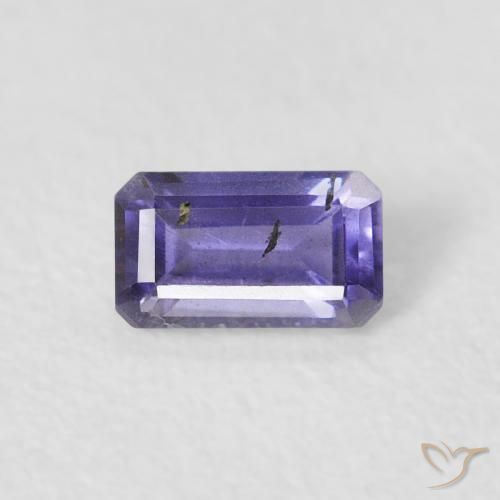 0.27ct Натуральный Темно-фиолетовый Иолит, Изумрудная огранка, VS-SI