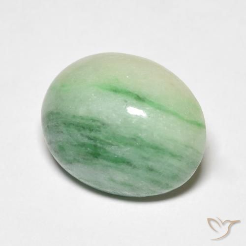 5.18 карата, натуральный Medium Light Green Джейд, Овал, Непрозрачный