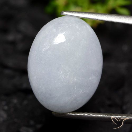 9.58ct Натуральный Светло-голубовато-серый Жадеит, Овал, Полупрозрачный