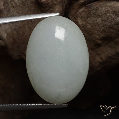 14.47ct Натуральный Серо-зеленый Жадеит, Овал, Полупрозрачный