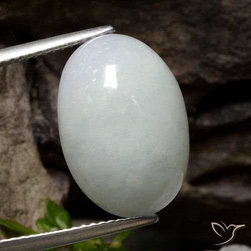 12.48ct Натуральный Светло-серый Жадеит, Овал, Полупрозрачный
