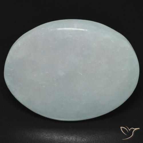 36.94ct Натуральный Голубовато-белый Жадеит, Овал, Полупрозрачный