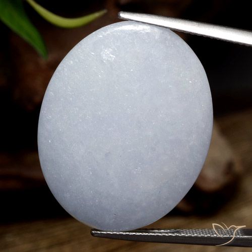27.60ct Натуральный Светло-голубовато-серый Жадеит, Овал, Непрозрачный