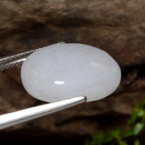 12.21 карата, натуральный Серовато-белый Жадеит, Огранка Овал, Полупрозрачный