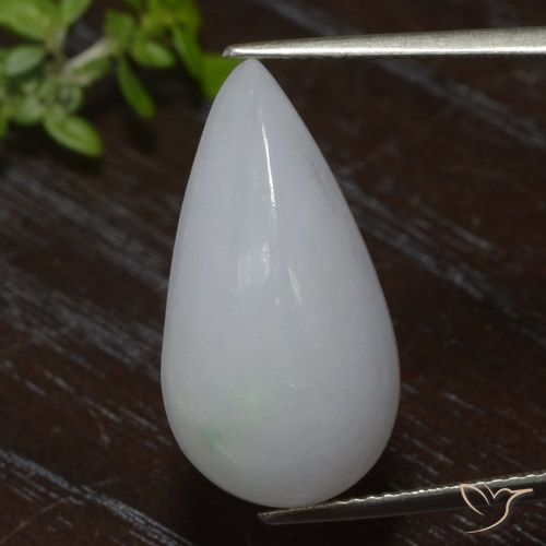 18.10ct Натуральный Серовато-белый Жадеит, Форма груши, Полупрозрачный