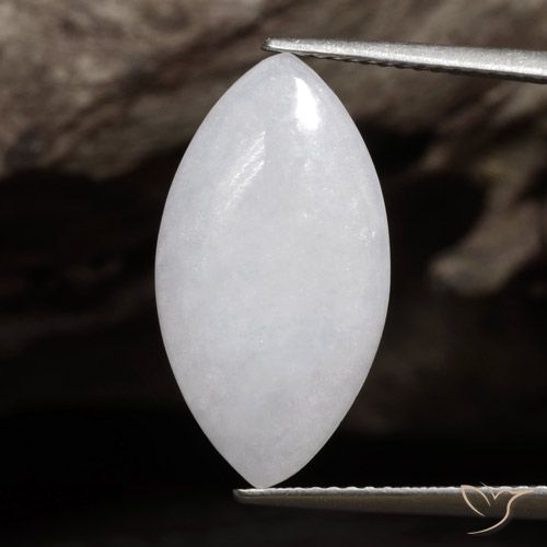 5.25ct Натуральный Серовато-белый Жадеит, Маркиза, Полупрозрачный