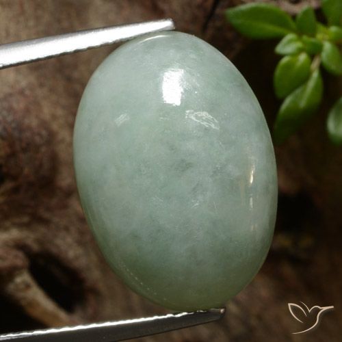 11.09ct Натуральный Серо-зеленый Жадеит, Овал, Полупрозрачный