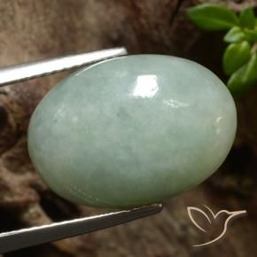 11.09 карата, натуральный Серо-зеленый Жадеит, Огранка Овал, Полупрозрачный