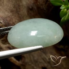 11.09 карата, натуральный Серо-зеленый Жадеит, Огранка Овал, Полупрозрачный