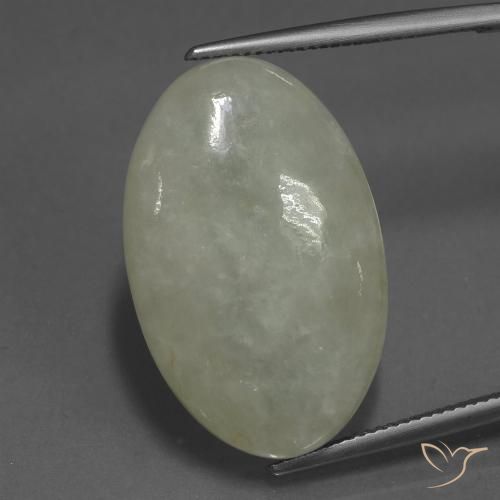 31.57ct Натуральный Теплый светло-зеленый Жадеит, Овал, Полупрозрачный