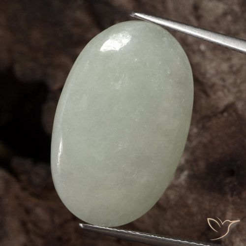 19.29ct Натуральный Серовато-желто-зеленый Жадеит, Овал, Полупрозрачный