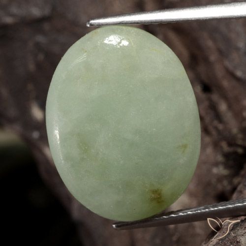 12.72ct Натуральный Серо-зеленый Жадеит, Овал, Полупрозрачный