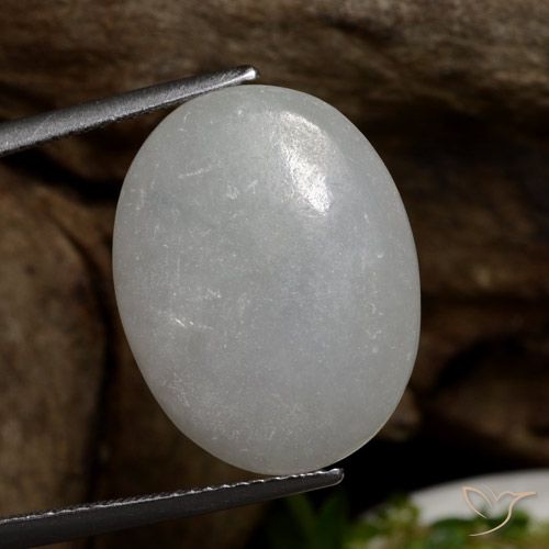 13.33ct Натуральный Средний серый Жадеит, Овал, Полупрозрачный