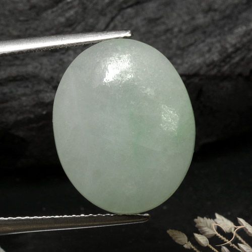 9.78ct Натуральный Серо-зеленый Жадеит, Овал, Полупрозрачный