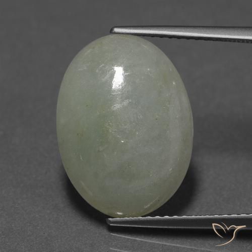 10.09ct Натуральный Серо-зеленый Жадеит, Овал, Полупрозрачный