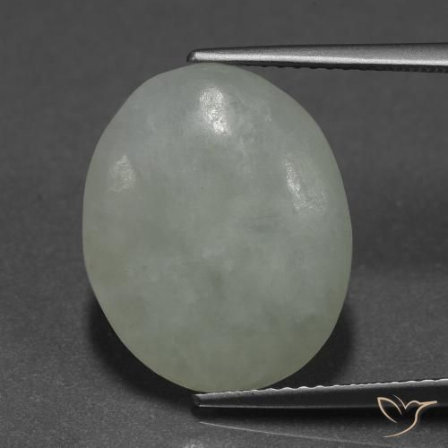 9.66ct Натуральный Серовато-зеленый Жадеит, Овал, Полупрозрачный