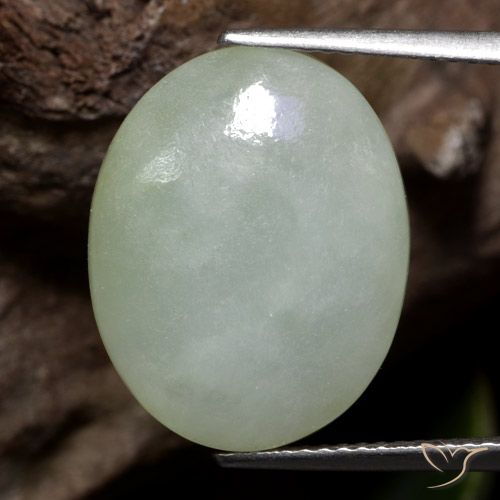 9.17ct Натуральный Серо-зеленый Жадеит, Овал, Полупрозрачный