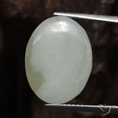 7.64ct Натуральный Средний зеленый Жадеит, Овал, Полупрозрачный