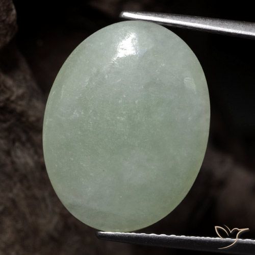 8.15ct Натуральный Мшистый зеленый Жадеит, Овал, Полупрозрачный