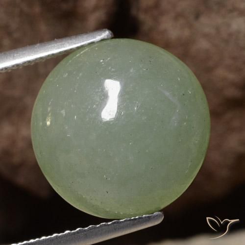 7.56ct Натуральный Серовато-зеленый мох Жадеит, Круглый, Полупрозрачный