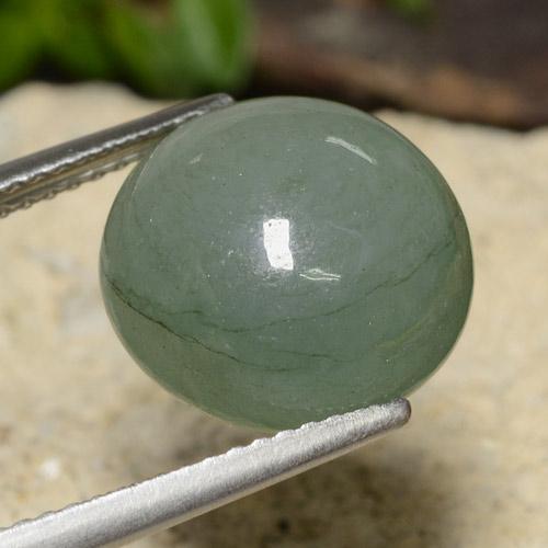 7.62 карата, натуральный Medium Light Green Жадеит, Огранка Круг, Полупрозрачный