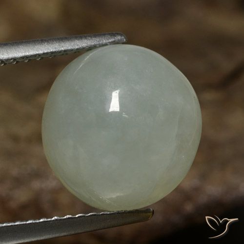 7.41ct Натуральный Серо-зеленый Жадеит, Овал, Полупрозрачный