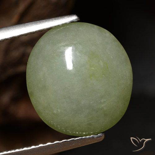5.65ct Натуральный Теплый зеленый Жадеит, Овал, Полупрозрачный