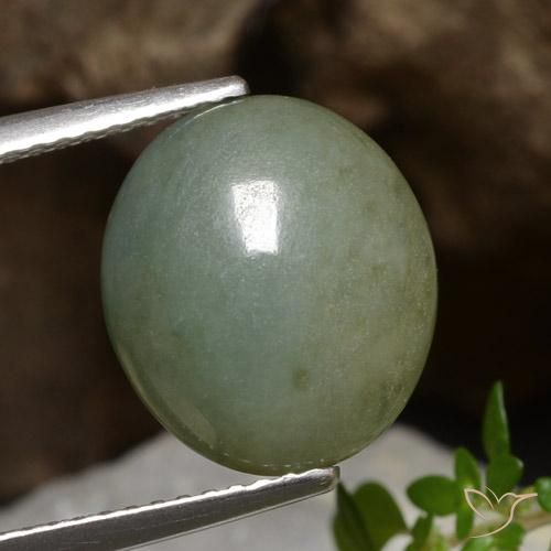 5.81ct Натуральный Средний зеленый Жадеит, Овал, Полупрозрачный
