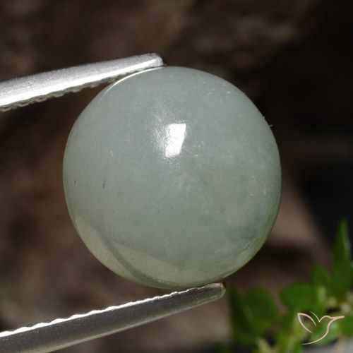 6.51ct Натуральный Бледно-лесной зеленый Жадеит, Круглый, Полупрозрачный