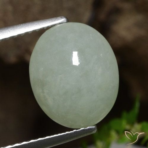 4.87ct Натуральный Серо-зеленый Жадеит, Овал, Полупрозрачный