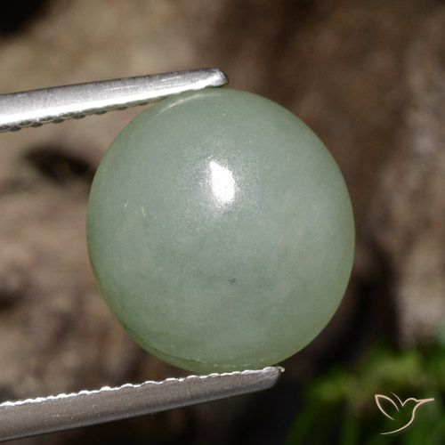 5.39ct Натуральный Серо-зеленый Жадеит, Овал, Полупрозрачный