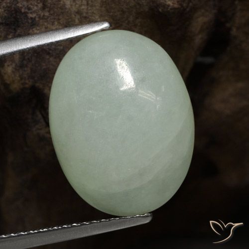 9.67ct Натуральный Бледно-зеленый Жадеит, Овал, Полупрозрачный