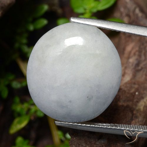 20.39ct Натуральный Светло-серый Жадеит, Овал, Полупрозрачный