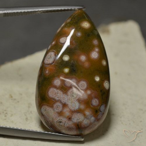 30.74ct Натуральный Многоцветный Яшма, Форма груши, Непрозрачный