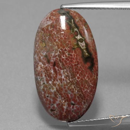 9.98ct Натуральный Многоцветный Яшма, Овал, Непрозрачный