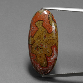 Натуральный многоцветный яшма 14,86 карата огранка овал, непрозрачный