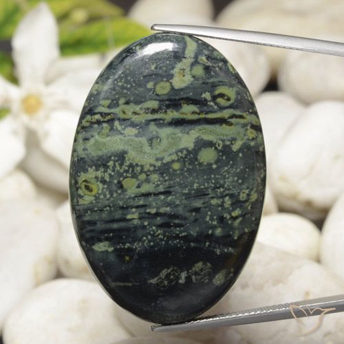 56.84ct Натуральный Многоцветный Яшма, Овал, Непрозрачный