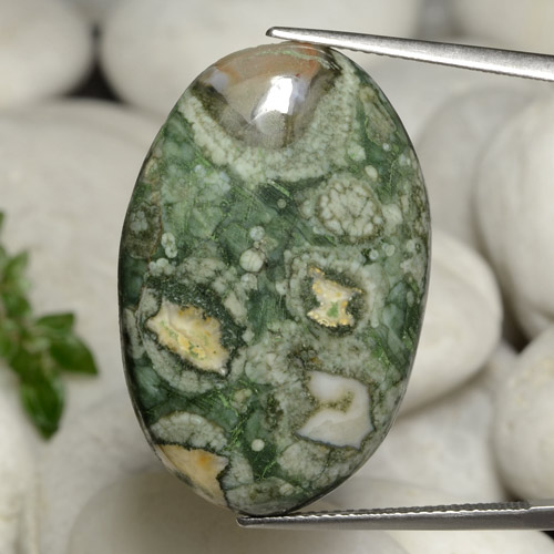 25.06 карата, натуральный Многоцветный Яшма, Огранка Овал, Непрозрачный