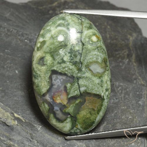 30.57ct Натуральный Многоцветный Яшма, Овал, Непрозрачный