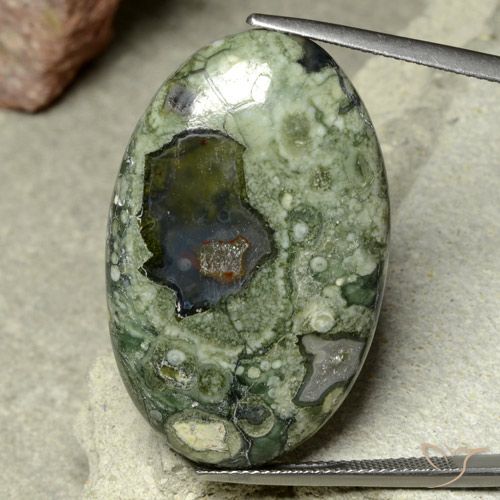 31.92ct Натуральный Многоцветный Яшма, Овал, Непрозрачный