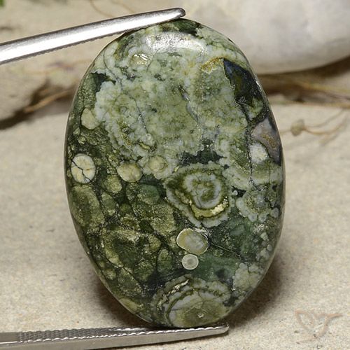 25.67ct Натуральный Многоцветный Яшма, Овал, Непрозрачный