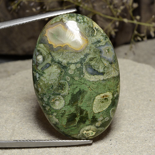 28.73 карата, натуральный Многоцветный Яшма, Огранка Овал, Непрозрачный