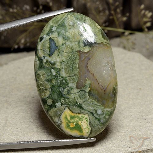 28.92ct Натуральный Многоцветный Яшма, Овал, Полупрозрачный