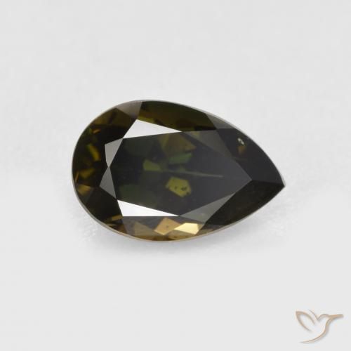 1.05ct Натуральный Зеленовато-коричневый Корнерупин, Форма груши, VVS-VS
