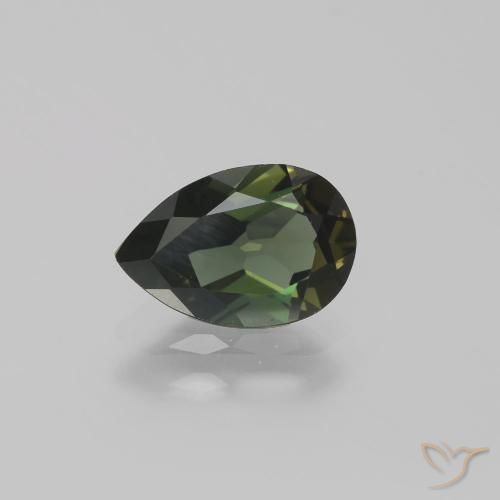 1.15ct Натуральный Темно-зеленый Корнерупин, Форма груши, Чистота VVS